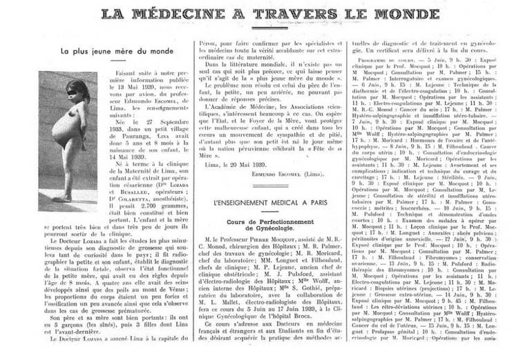 Стаття Едмундо Ескомела в La Presse Medicale