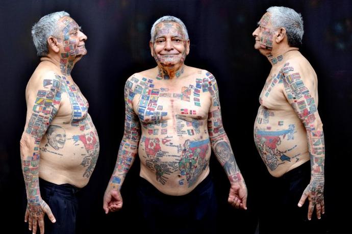 Найбільша кількість татуювань прапорів на тілі: Гіннес Ріші