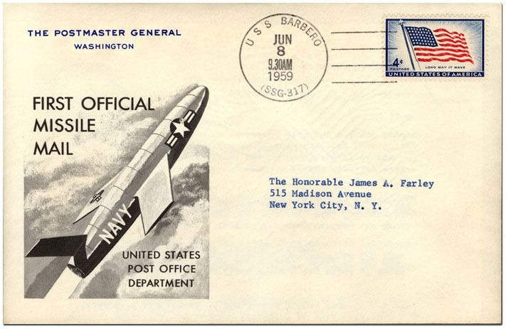 Лист, відправлений ракетною поштою США в 1959 році