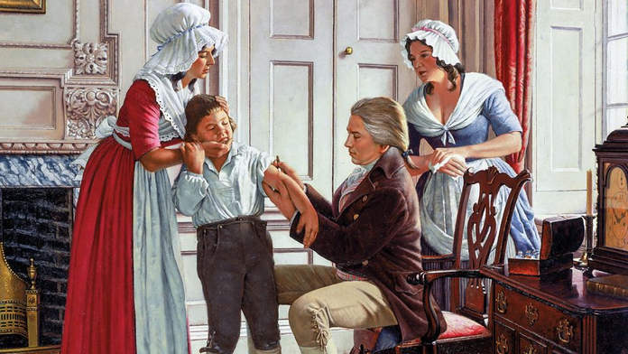 Едвард Дженнер вводить першу вакцину проти віспи Джеймсу Фиппсу в 1796 році. Фото: Мічиганський університет