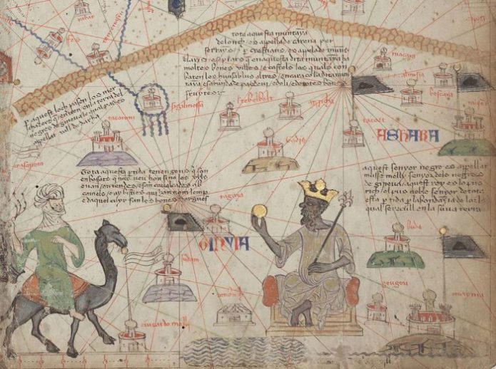 Деталь з Каталонського Атласу, що показує Західну Сахару і Манса Муса