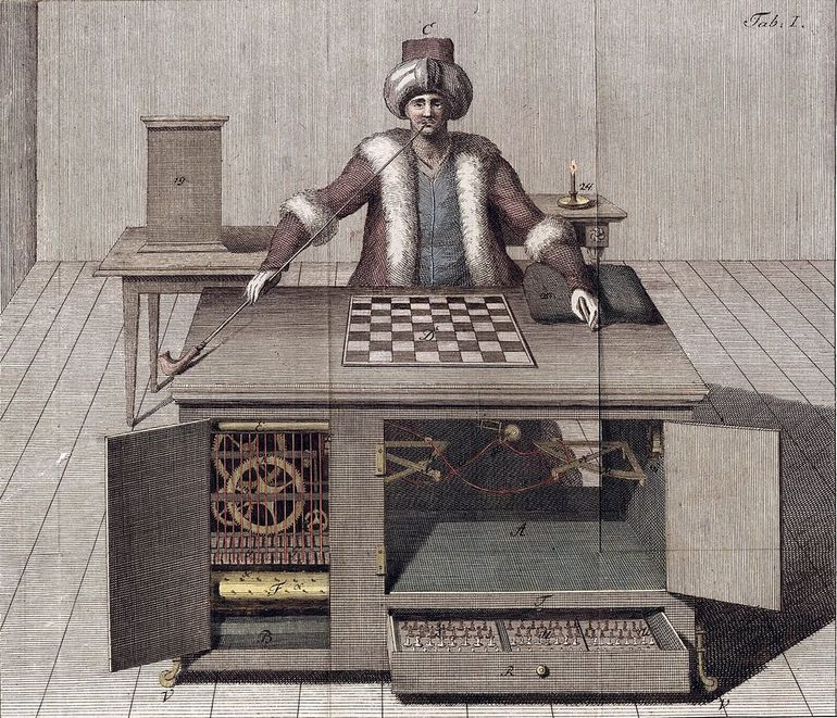 Механічний Турок. Ілюстрація 1789 року.